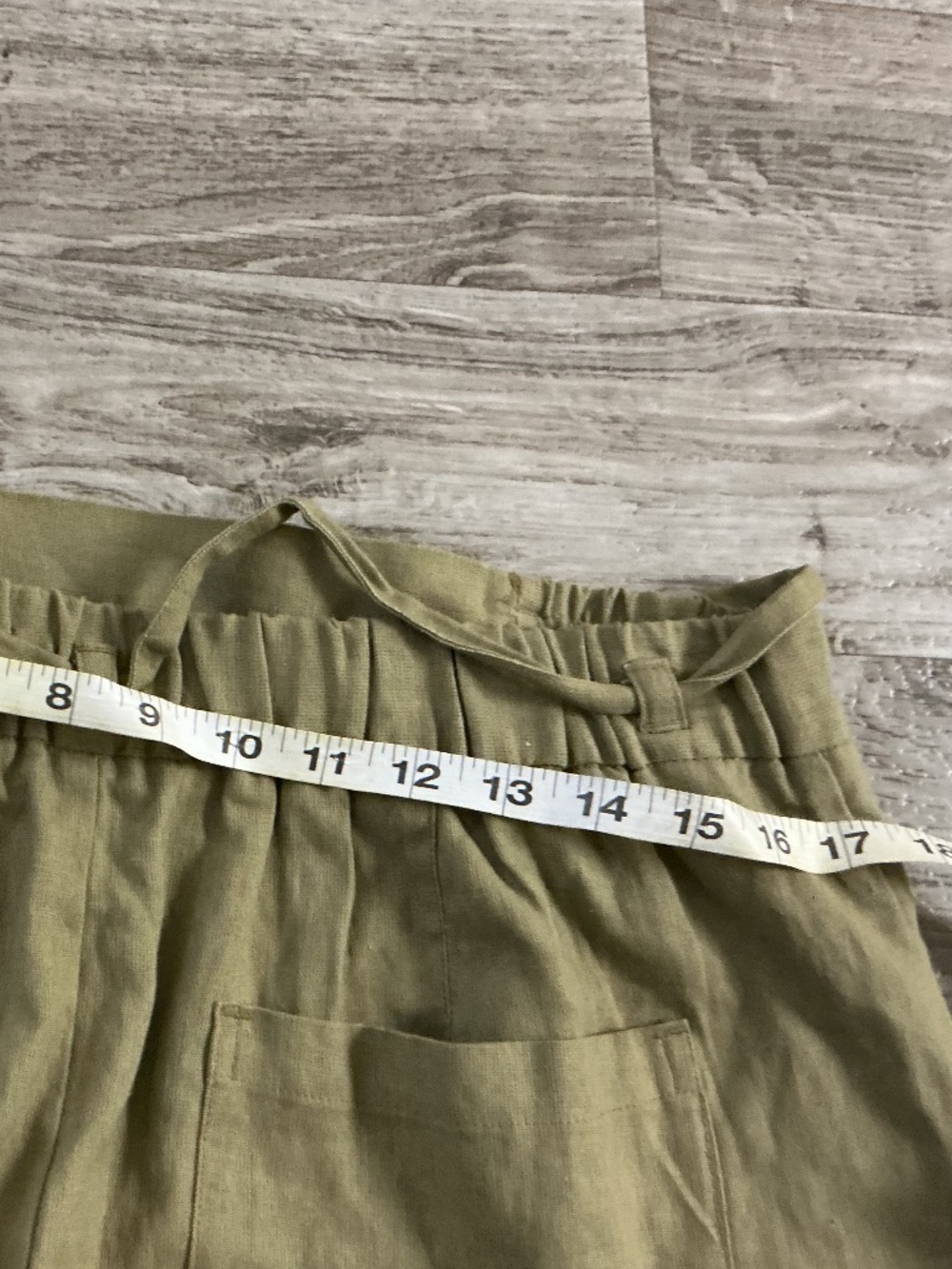 Zara NWT viscose  linen olive pants size Large wide leg - Picture 6 of 7